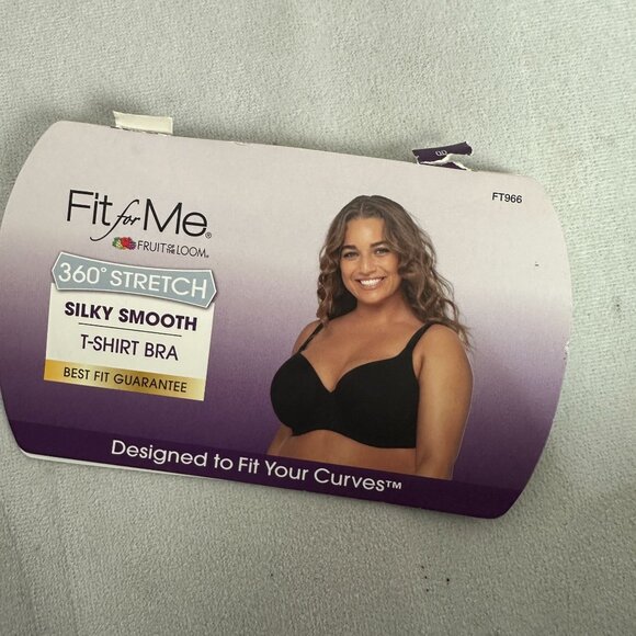 Fit For Me By Fruit Of The Loom 360 Stretch T-Shirt Bra With Underwire Black 38G - Picture 3 of 7